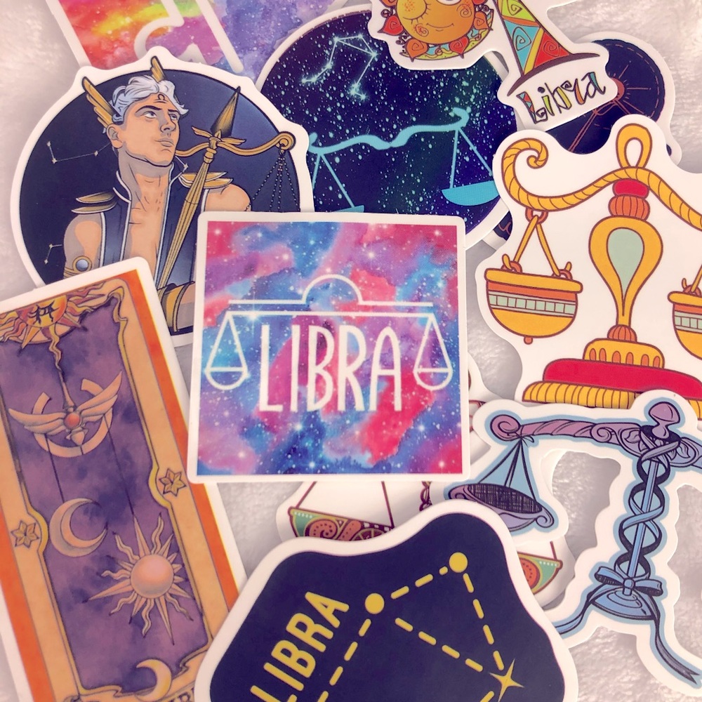 LIBRA Sticker Pack, Zodiac & Astrology Stickers, 5pcs Intuitively Choosen Pack